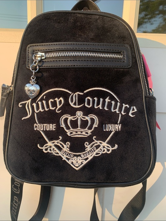 Juicy Couture Handbags - 🆕 - Juicy Couture Liquorice Backpack With Pink Bow 🎀 & Crown Charm